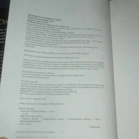 Dark Peril: A Carpathian Novel (Christine Feehan, 2010) Hardcover Book - Picture 3 of 9